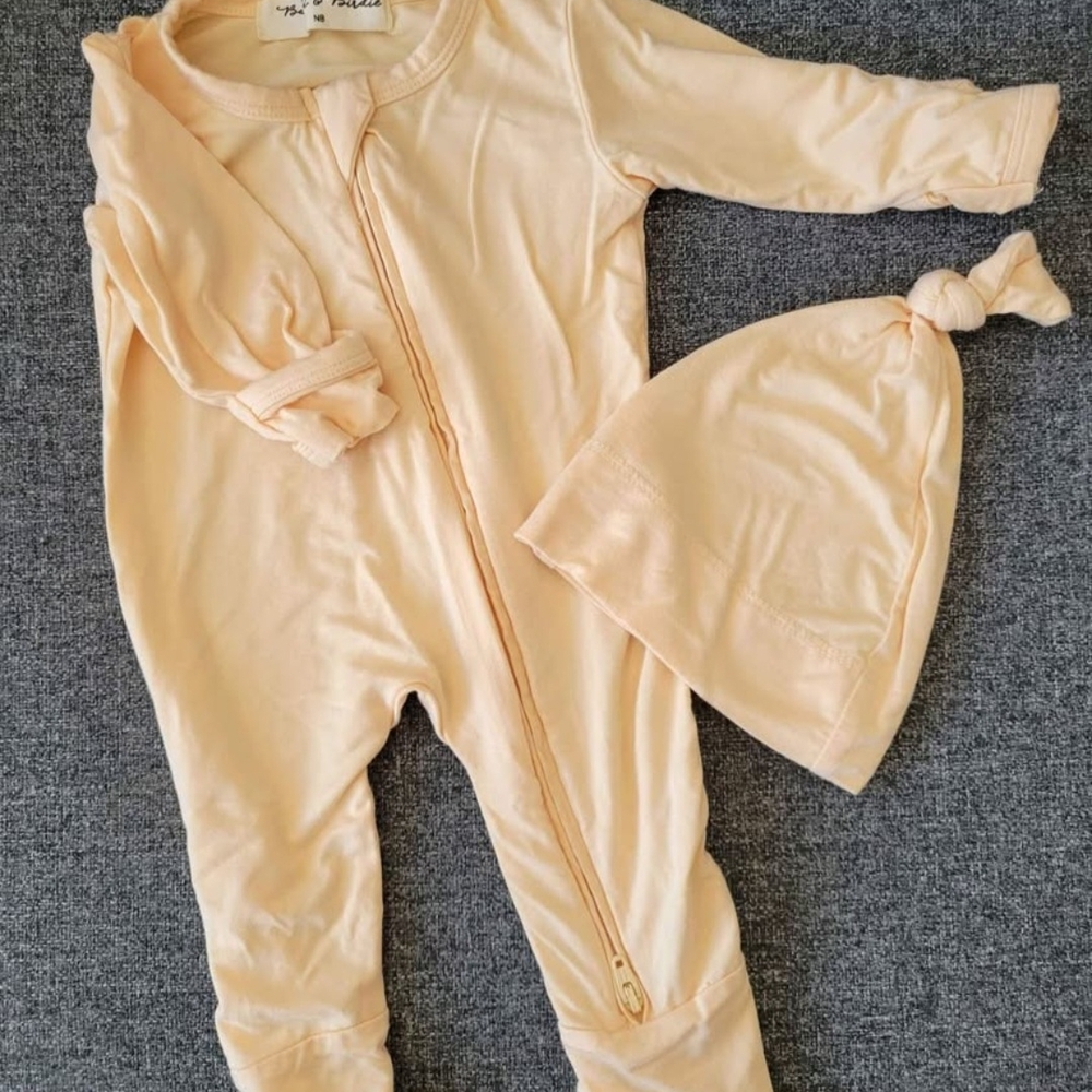 Cozy Peach Kids One Piece and Hat Set